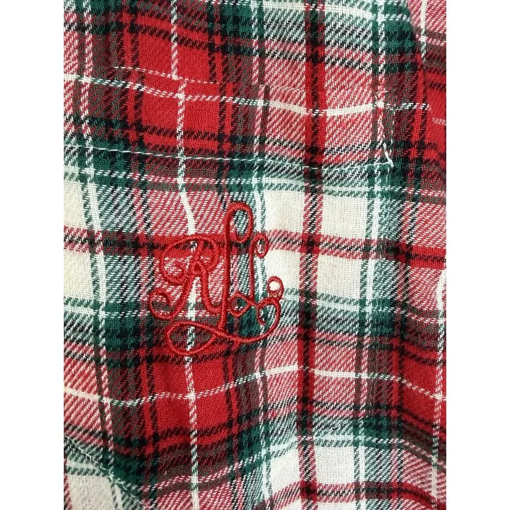 Lauren Ralph Lauren Plaid Flannel Sleep Shirt Nightgown NWT Red Green Cotton L - Picture 4 of 7